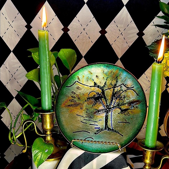 Copper Enamel Art Plate | Vibrant Hand-Fired Colors • One-of-a-Kind - Picture 6 of 13